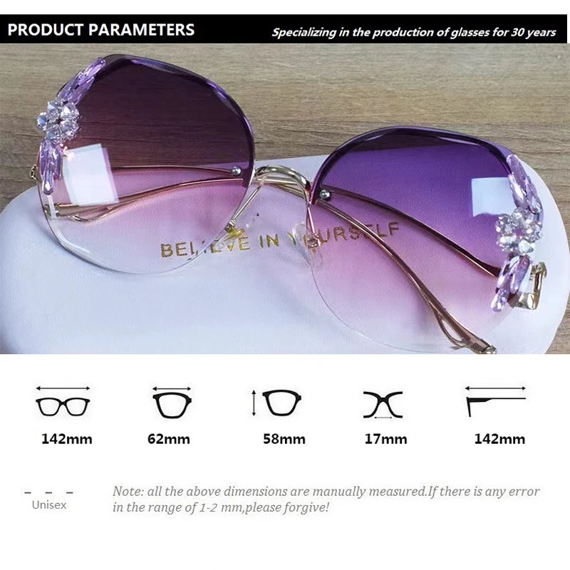 rose gold sunglasses Diamond Oversize Vintage Sunglasses Women 2021 Lunette De Solei Femme Sun Glasses Rimless Rhinestone Oculos De Sol Feminino 2022 designer sunglasses for women