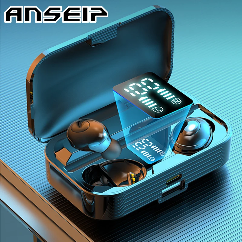 ANSEIP TWS Wireless headphones 1500mAh Charging Box Bluetooth Headphone 9D Stereo Sport earphones With Mic Headsets Mini Earbuds |