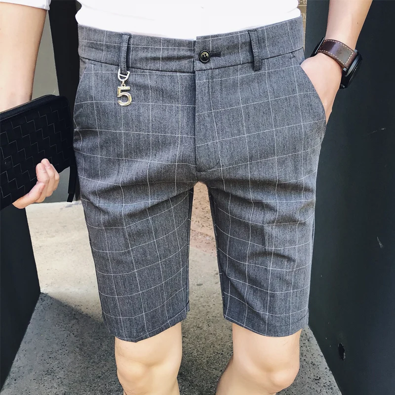 Ropa Hombre повседневные деловые для клуба серые короткие штаны мужчин 2020 клетчатый