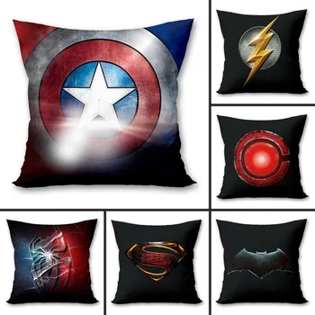 

1PC 45x45cm Superhero Marvel Superman Iron Spiderman Polyester Peachskin Pillowcases Waist Pillow Cover Decorative Pillows Cover