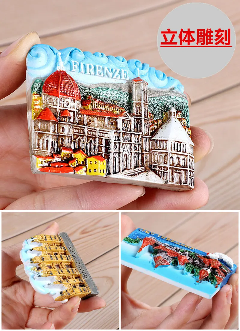 Magnetic refrigerator magnets Italy Switzerland Chile Austria European countries Tourist attractions souvenir Home decoration