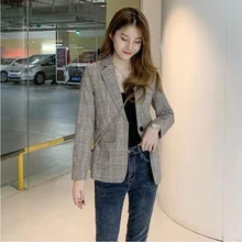 Aliexpress - Spring Autumn Chic Plaid Blazer Student Casual Office Blazer Korean Fashion Simple All-Match Jacket Temperament Coats Thin Suit