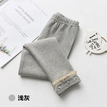lightgrey thin Леггинсы для девочек Теплые Детские утепленные штаны на осень-зиму хлопковые детские флисовые брюки для маленьких девочек леггинсы для малышей 100-150 - Цвет: lightgrey thin