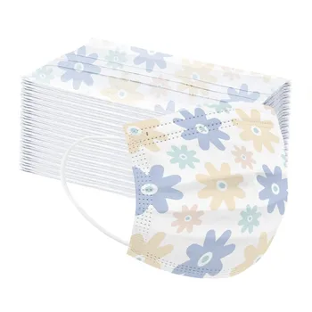 

10/30/50/80pc Flower Print Mouth Mask Dustproof Face Masks For Adult Disposablethree Layer Protective Mask Mondkapjes Masque