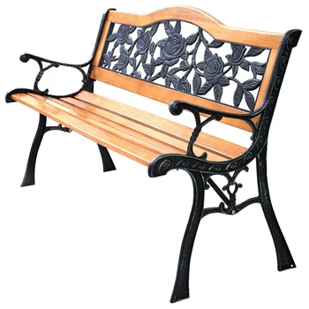

COSTWAY Park Garden Iron Hardwood Furniture Bench Porch Path Chair OP2785