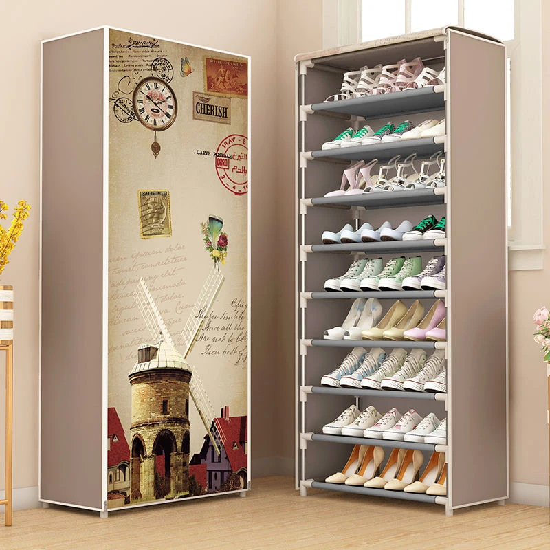 Simple Shoe Rack Combination Multiple Layers Saving Space Shoes Organizer Shelf Dustproof Home Dorm Nonwoven Fabric | Мебель