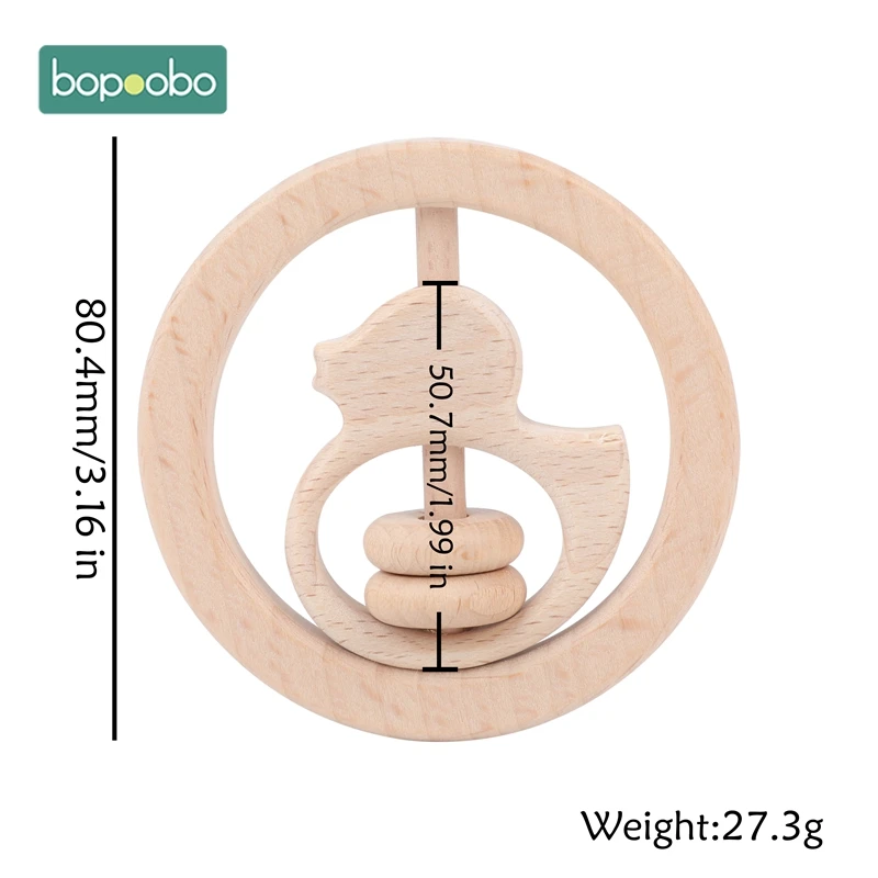 Bopoobo/1 шт., детский Прорезыватель для зубов, деревянный Прорезыватель для птиц, пищевой материал, детские игрушки Монтессори для игры в спортзал, маленькие погремушки для грызунов - Цвет: Duck Rattle