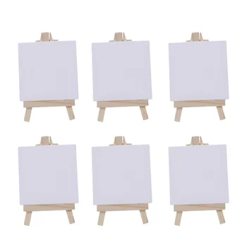 

6 Sets of Mini Stretched Artist Canvas Art Board White Blank Art Boards Wooden Oil Paint Artwork painting Board(White)