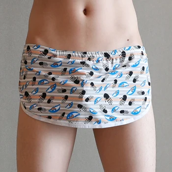 

Men's Boxers Low Rise Boxer Home Printed Shorts Bulge Pouch Underwear Sexy Young Male Underpants Intimates