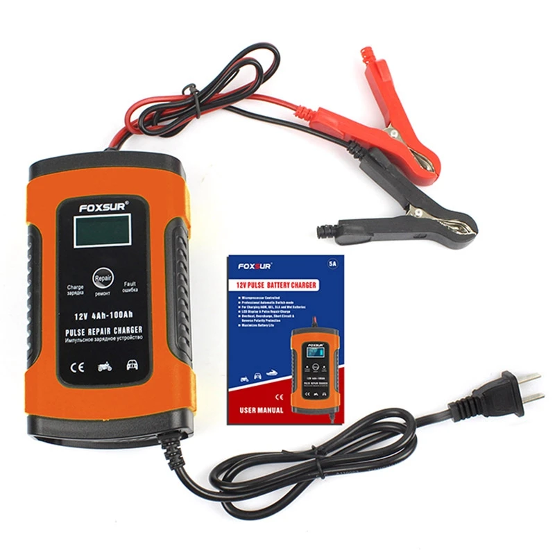 AABB-Foxsur 12V Универсальное зарядное устройство для ремонта батареи Тип 12Ah 36Ah 45Ah 60Ah 100Ah импульсный Ремонт зарядное устройство для батареи ЖК-дисплей-Us Plu