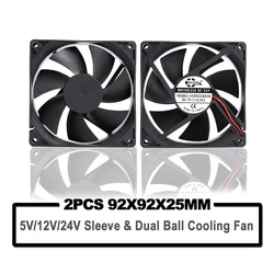 2PCS SXDOOL 90mm 92mm computer Fan 92x92x25mm DC 5V 12V 24V 2PIN 3PIN Cooling Cpu Cooler Fan 9225 Sleeve/Ball Bearing Fan