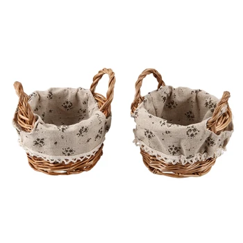 

2PCS Straw Woven Flower Basket Plant Crafts Flower Shop Flower Decoration Home Storage Basket