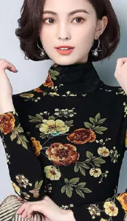 2021 Women Elegant Floral Shirt Spring Long Sleeve Fashion Fleece Blouses Streetwear Casual Shirts Plus Size Tops Blusas 3XL 836YellowFloral