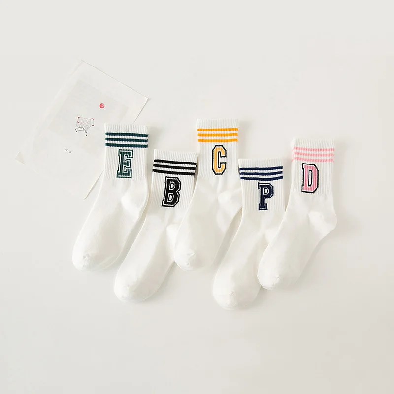 

Spring and summer letters three bars striped fashion wild women's socks retro socks novelty comfortable fashionable socks