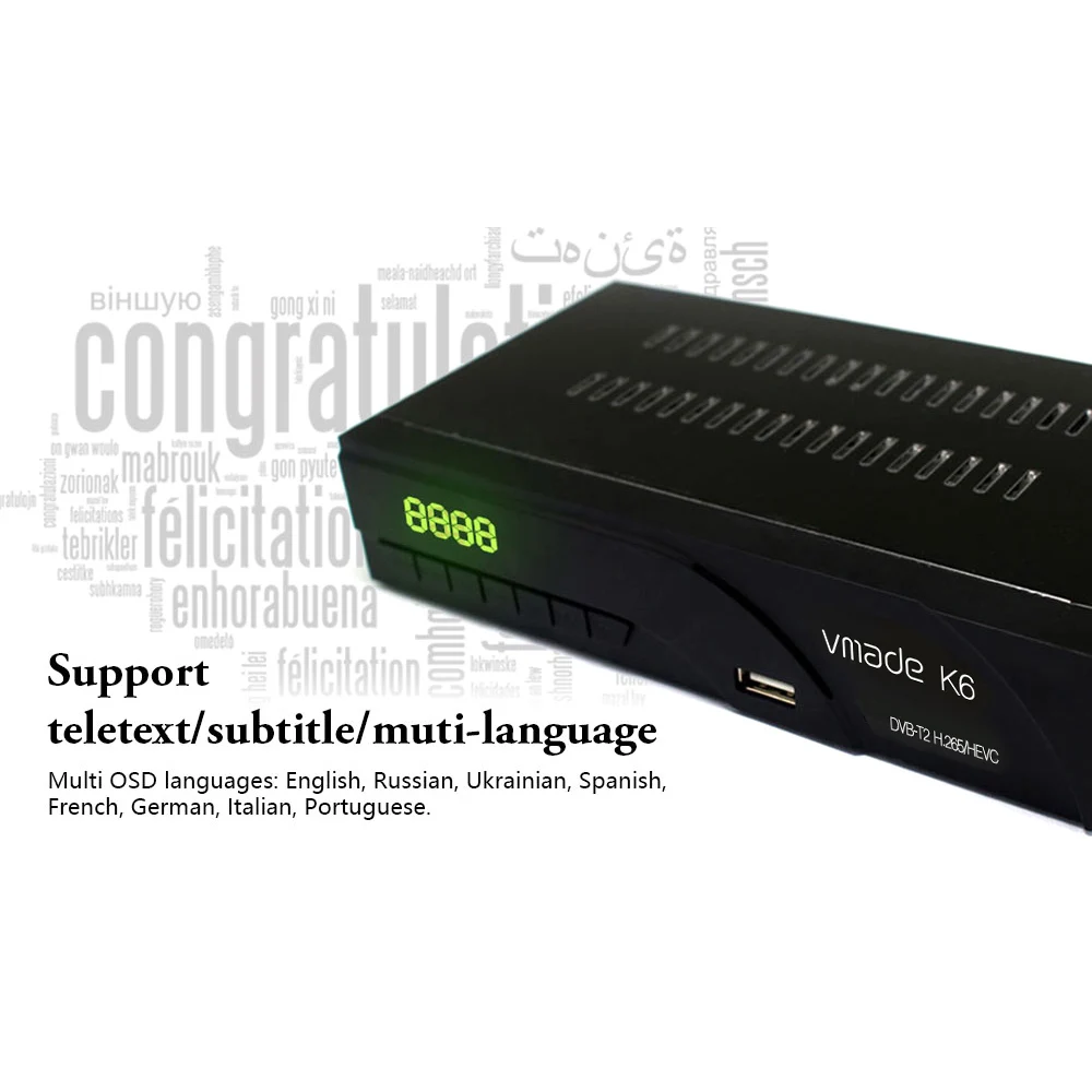 Приемник цифрового эфирного телевидения DVB T2 со встроенным RJ45 H.265/HEVC AV портом ТВ