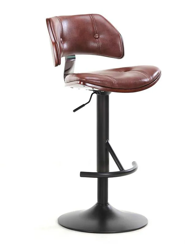 Taburete alto, taburete de bar de madera maciza vintage americana, silla  giratoria de isla de cocina, cómoda silla de comedor de algodón y lino  (color