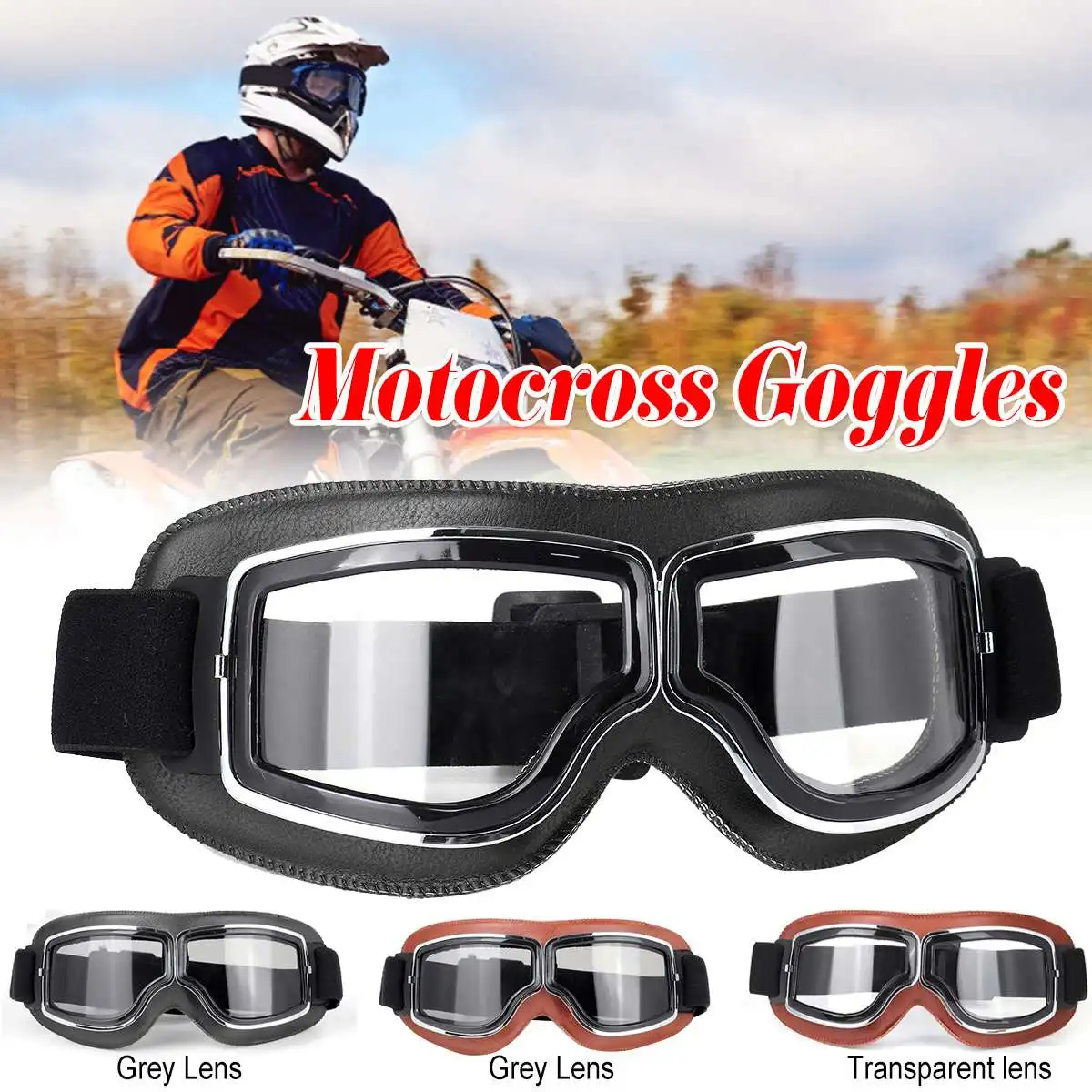 Motocross Goggles Sports Goggles Eyewere Glasses Dirt Bike Riding Cycling Off road Motorcycle ski Big Lens 