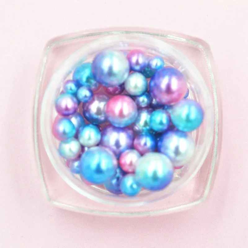 Nail art mermaid gradually changing color highlight all round pearl jewelry nail box pearl half size assortments