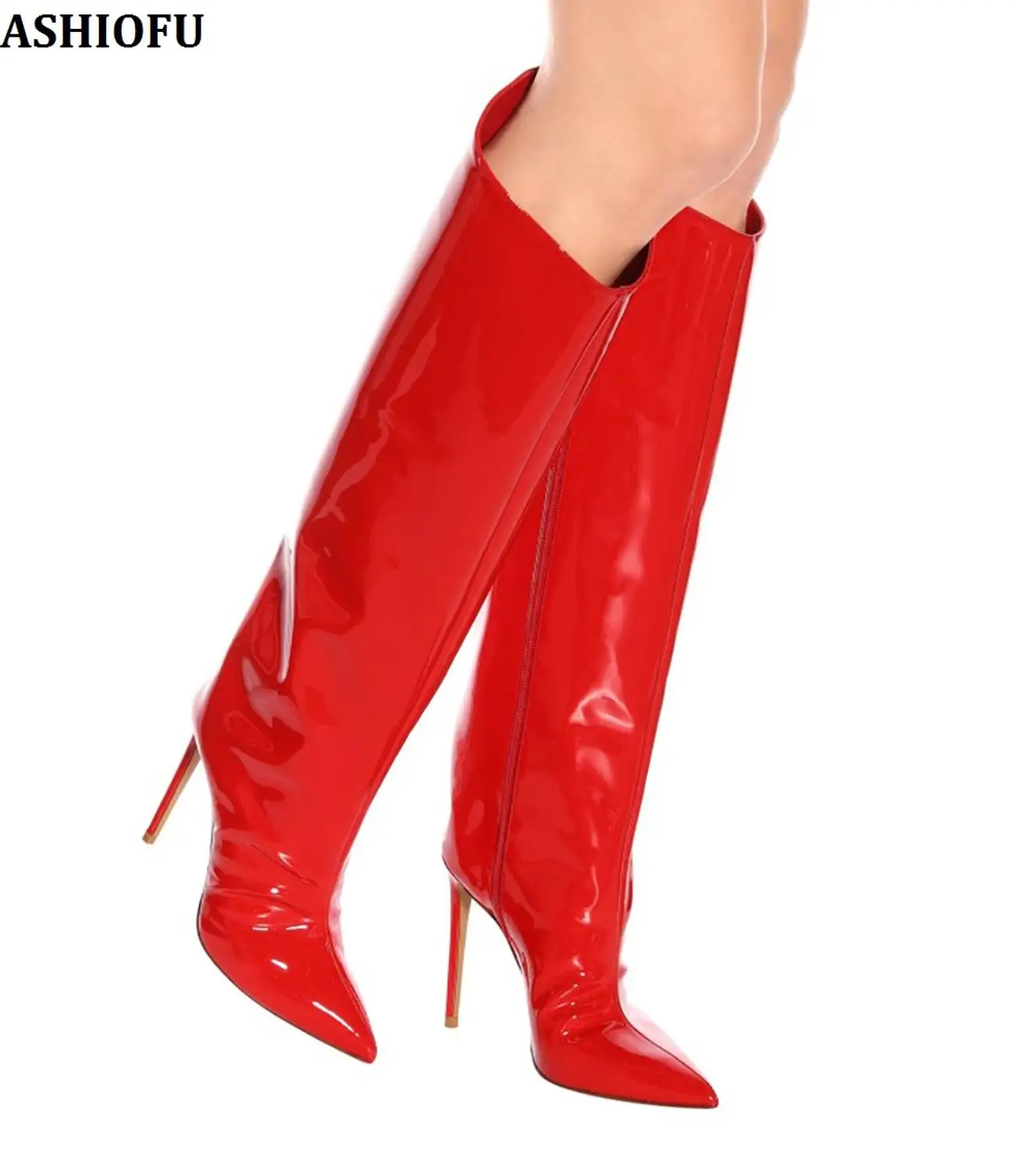 

Женские сапоги с острым носком на высоком каблуке, до колена