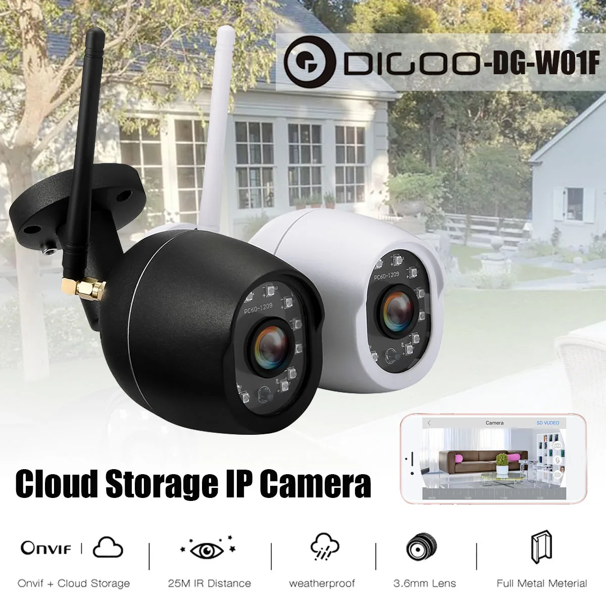 DIGOO DG-W01f система видеонаблюдения 720P наружная ip-камера видеонаблюдения Система видеонаблюдения комплект видеонаблюдения Водонепроницаемая wifi ip-камера безопасности