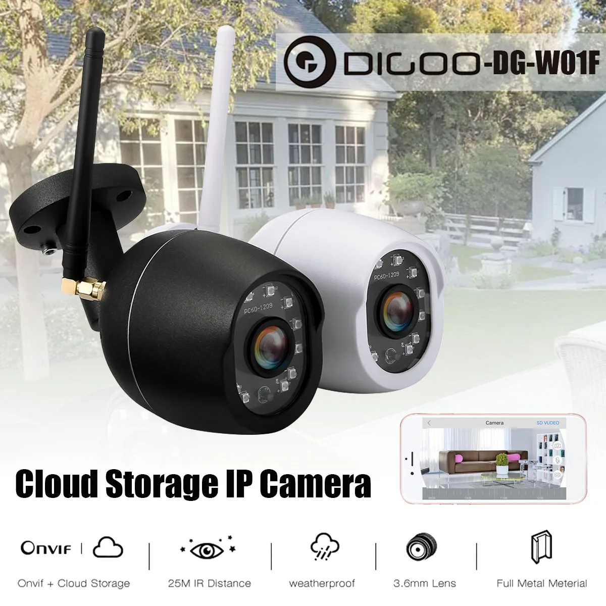 

DIGOO DG-W01f CCTV System 720P Outdoor CCTV Camera IP Security System Video Surveillance Kit Waterproof WIFI Security IP Camera