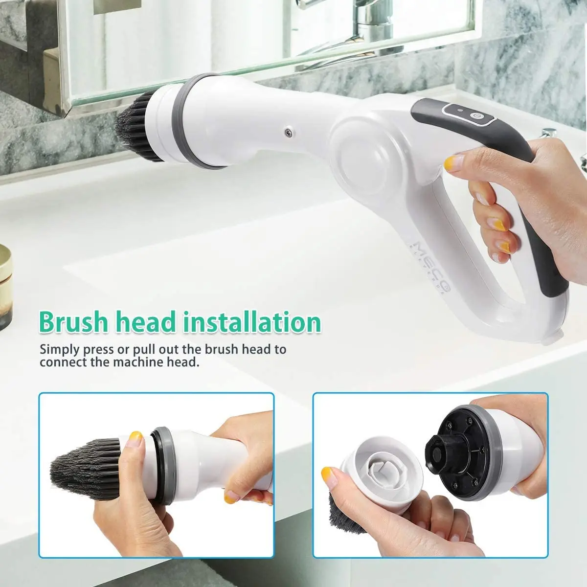 Meco Electric Cordless Spin Brush High Power Tub Scrubber Rotation Cleaning  Tools For Bathtub With 3 Replaceable Brush Heads Us - Cleaning Brushes -  AliExpress