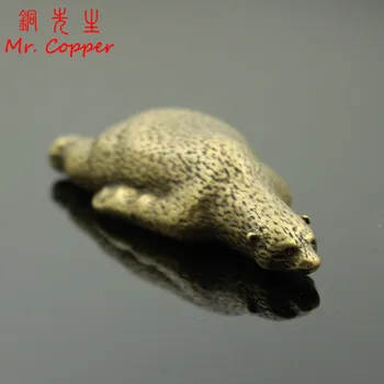 

Vintage Pure Bronze Polar Bear Statue Ornament Copper Sleeping Animal Cute Lying Bear Figures Miniatures Desk Crafts Decoration
