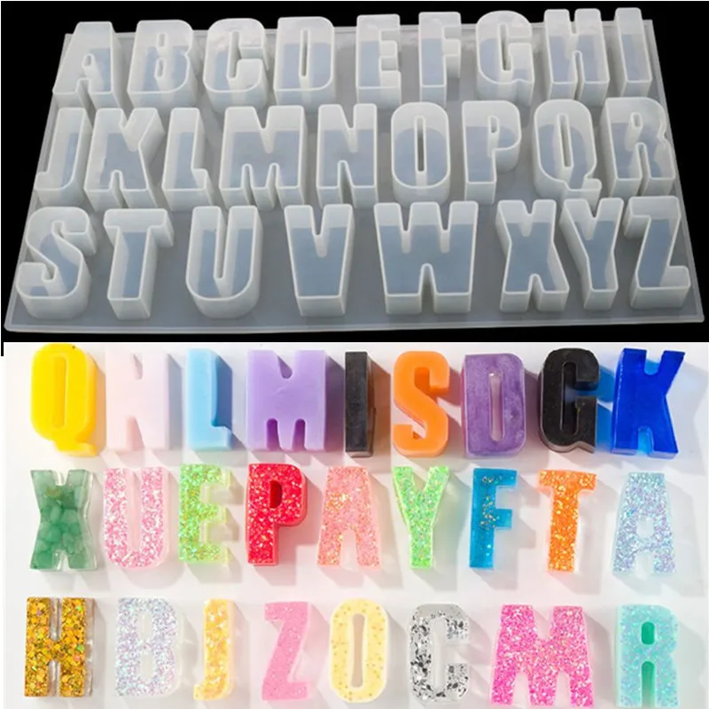 

DIY Crystal Glue Mold Capital Letter Mold Mirror Handmade Pendant Creative Jewelry Making Molds Epoxy Resin Molds