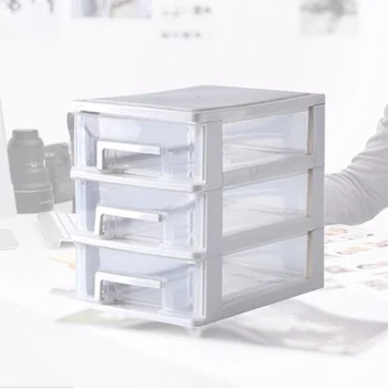 

2 Layers Transparent Desktop Drawer Type Storage Box Plastic Mini Cosmetics Storage Organizer Sundries Holder (Black and Transpa