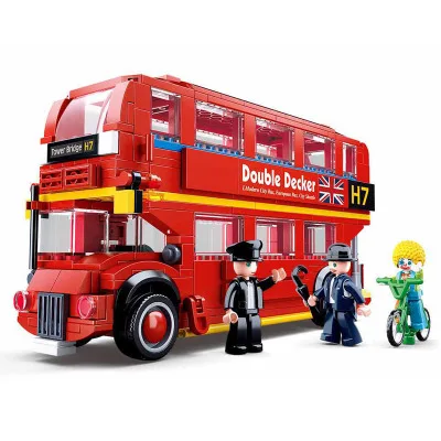 

City vehicle compatible legoed Spee Champions Racing Car double-deck bus sets model Building Blocks Bricks Kids Toys kit