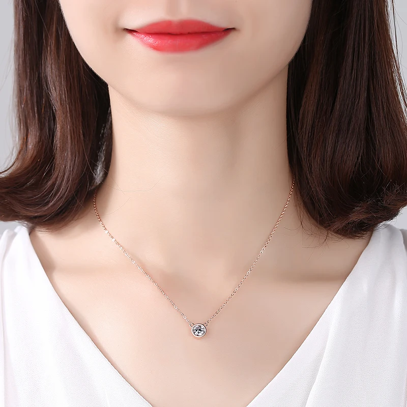 

TONGZHE 2018 Fashion 925 Sterling Sliver Necklaces Pendants Rose Gold Cublic Zirconia Decorative Collar Necklace Women Wholesale