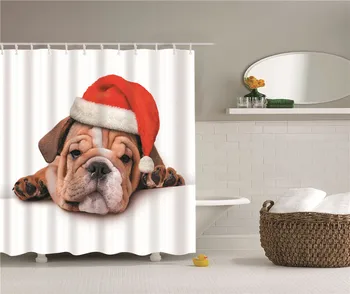 

3D Printing Toilet Shower Curtain Bathroom Shower Curtains Cartoon Christmas Bath Curtain Cute Snowman Printed Bath Curtain