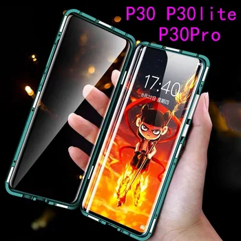 

R-just Full Body Glass Magnetic Case For Huawei p30 lite Metal Tempered Glass Back Cover For Huawei P30 Pro P30 Lite Case