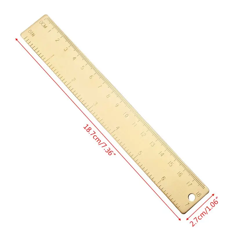 New 18cm Brass Ruler Bookmark Label Book Mark Cartography Painting Measuring Tool