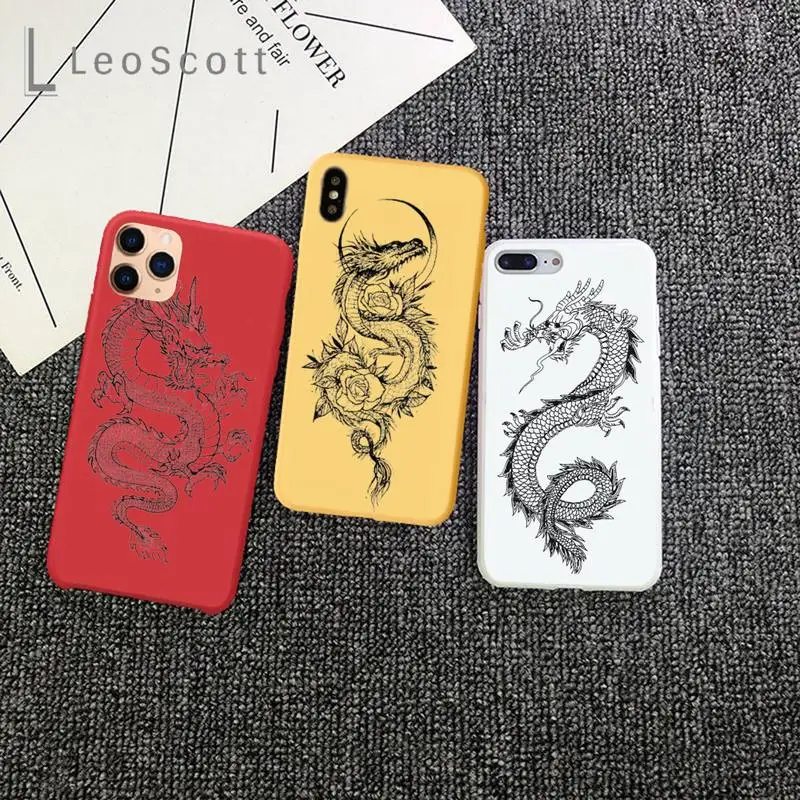 

Chinese style dragon pattern Phone Case Candy Color Phone Case for iPhone 11 12 mini pro XS MAX 8 7 6 6S Plus X 5S SE 2020 XR