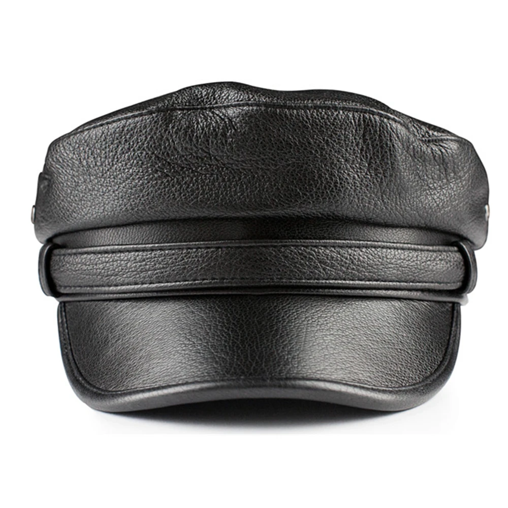 LA SPEZIA Newsboy Cap Women Genuine Leather Baker Boy Hat Real Sheepskin Ladies Beret Black High Quality Flat Cap