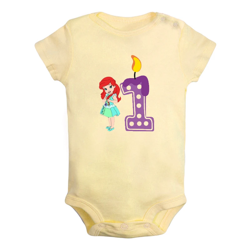 Милая Одежда для новорожденных девочек и мальчиков с надписью «I'm 1 Year Little Tiana» на первый день рождения комбинезон с короткими рукавами