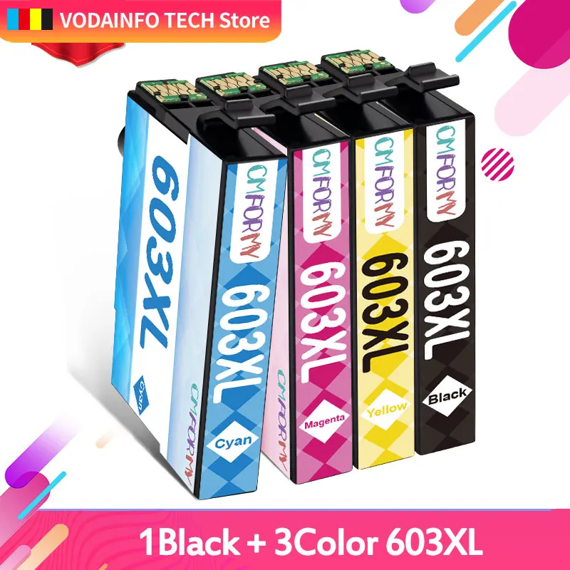 4pcs 603xl T603 E603 603 Replace Ink Cartridge Epson Printer XP2100 XP3100 WF-2830 XP4100 XP4105 WF-2835