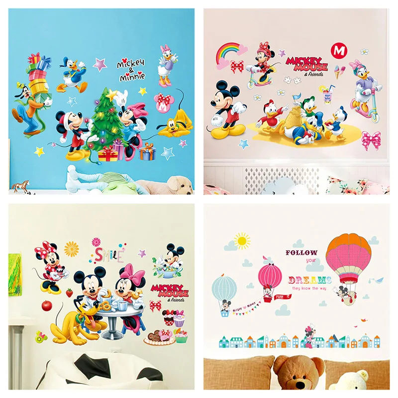 

Cartoon Minnie Mickey Mouse Wall Stickers For Kids Room Birthday Party Festival Decoration Anime Wall Mural Art Diy Home Decals