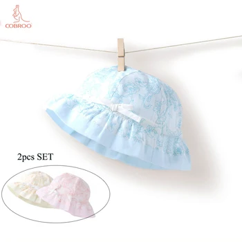 

Floral Summer Hats for Girls Newborn Baby Hats & Caps 100% Cotton Baby Hats for Boys 0-3 Year Old Children's 2pcs Set