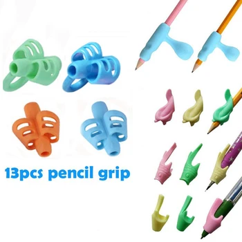 

13pcs/set Silicone Pencil Holder Beginner Writing Aid Tool Kids Double Thumb Posture Corrector Pen Holder Stationery Supplies