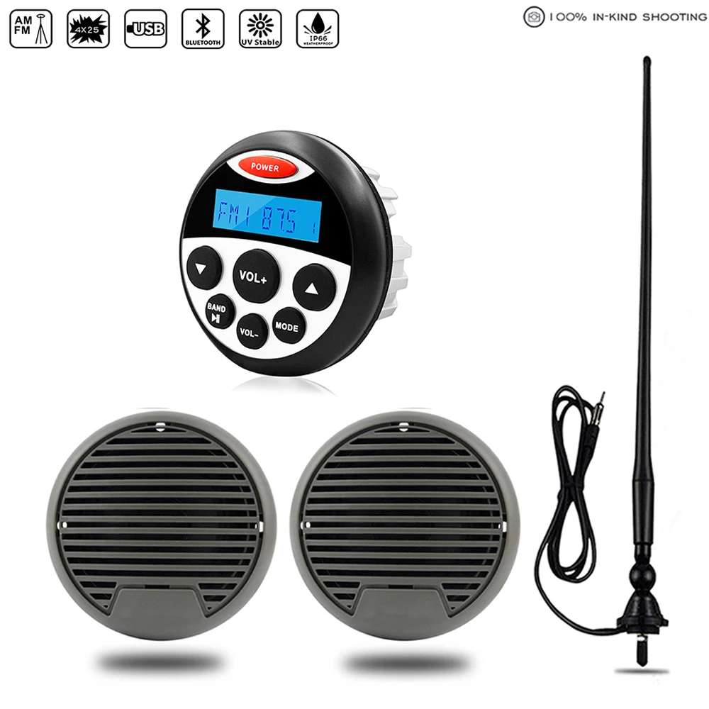 Морской радиоприемник стерео Bluetooth аудиосистема FM AM MP3 плеер + 3