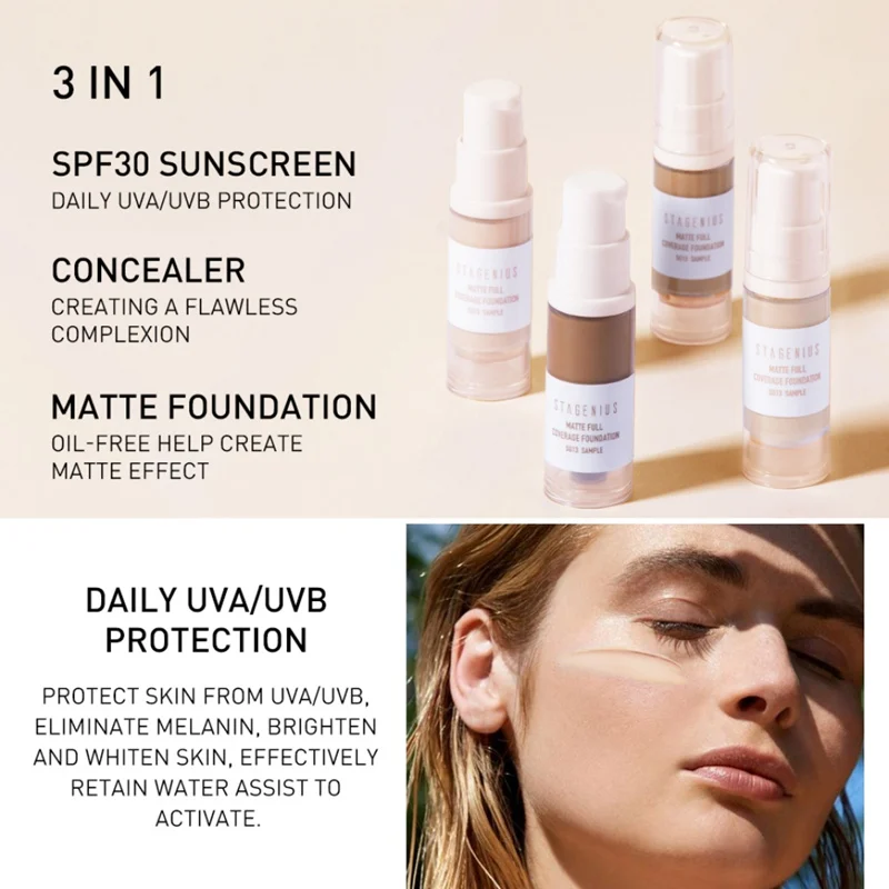 Основа SPF 30 Защита стойкая увлажняющая Водонепроницаемая основа Жидкая Основа макияжа матовая основа для лица