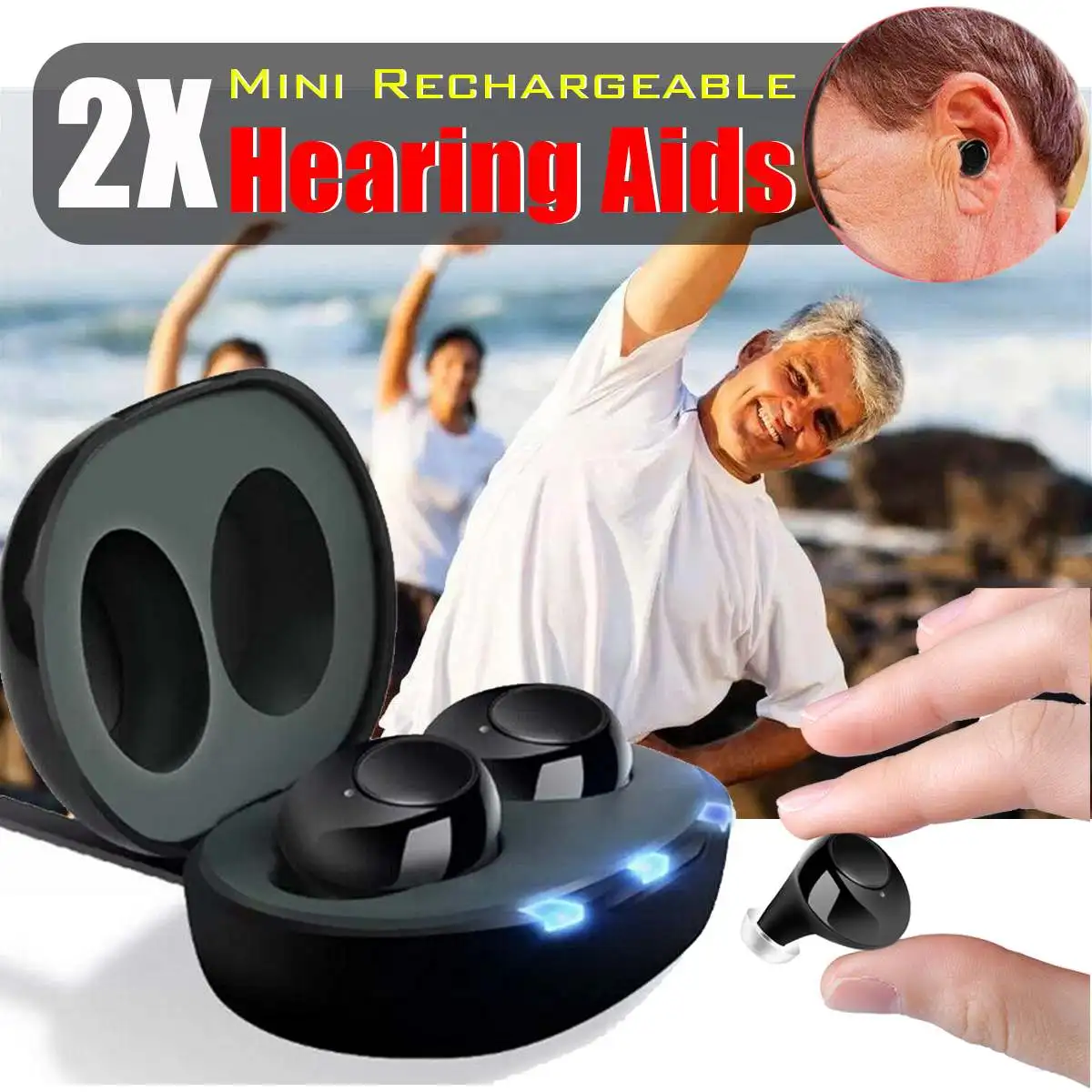 

Mini Rechargeable ITE Hearing Aid Digital Adjustable Tone Sound Amplifier Hearing Aid for The Elderly Hearing Loss