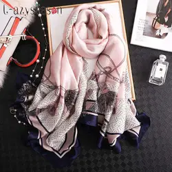 Новый foulard femme Шелковый Хиджаб роскошный женский шарф бренд длинный платок для дамские Шали Обертывания бандана для женщин