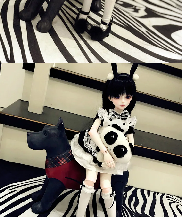 BJD Одежда для кукол подходит для 1/3 1/4 1/6 размер милый кролик платье-передник горничной Набор Кукла аксессуары