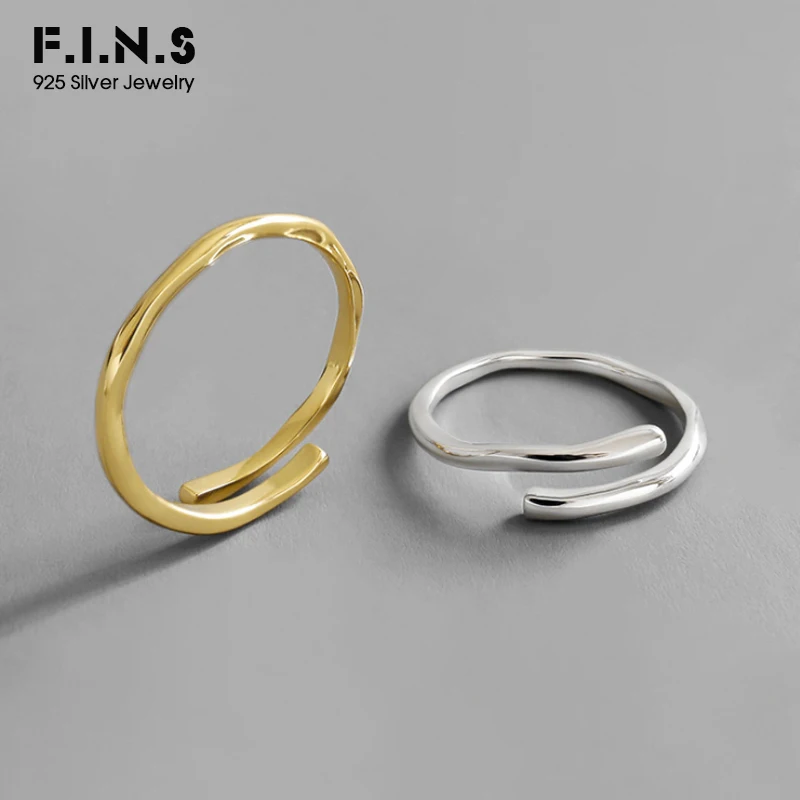 

F.I.N.S Minimalist Jewelry S925 Sterling Silver Ring Irregular Wave Double Layer Opening Female Silver Thin Finger Ring