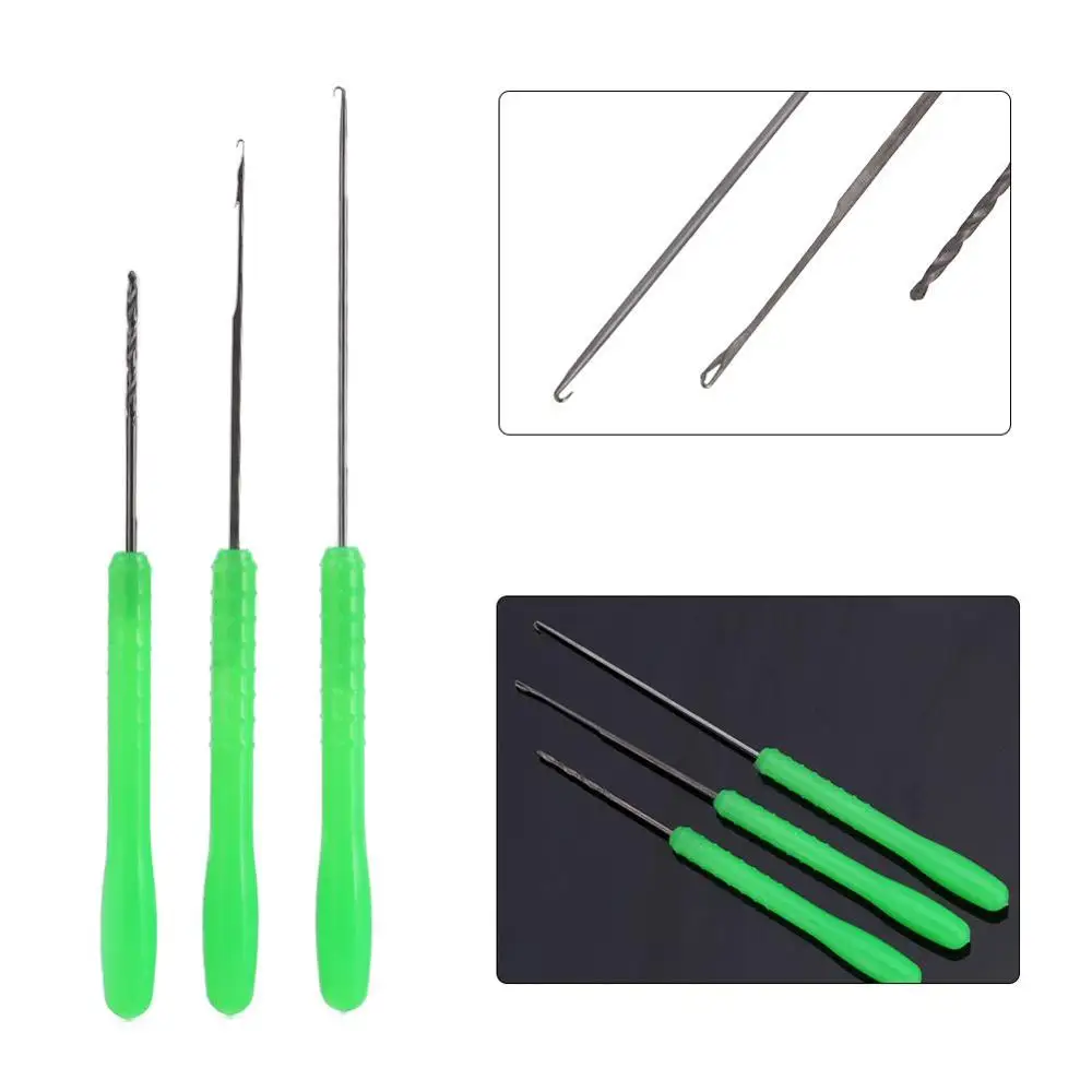 3Pcs/lot Fishing Rigs Needle Kit Bait Needle Set Hook Drill Boilie Stringer Baiting Rig Tool Carp Fishing Terminals