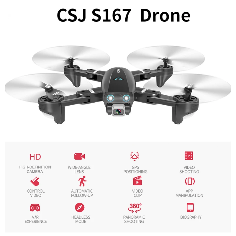 720P CSJ S167 gps Дрон с камерой Wi-Fi FPV Дрон 720P Летающий контроль жестов авто возврат RC Квадрокоптер 3 батареи RC игрушки