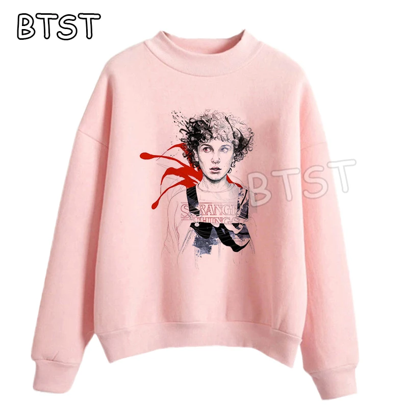 Harajuku Stranger Things 3 женские толстовки розовая одежда женская одежда зимние модные пуловеры толстовки Готическая негабаритная Толстовка
